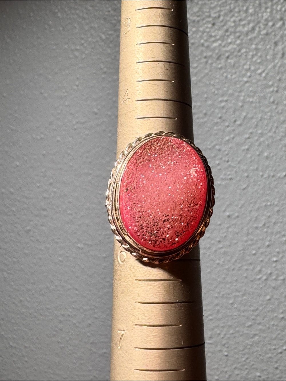 Sterling Silver Pink Oval Druzy Ring